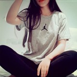2016时尚宽松AJ飞人乔丹情侣运动男女款纯棉大码健身夏季短袖T恤
