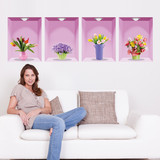 花卉仿真3d画框创意墙贴纸卧室温馨客厅背景可移除立体墙纸壁贴画