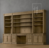 将作®《图书馆》美式复古书柜书桌纯实木手工制作成都北京上海