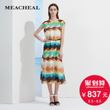 MEACHEAL米茜尔 3D几何印花真丝连衣裙 专柜正品2016夏季新款女装