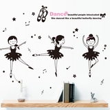 卧室客厅培训教室装饰墙贴纸 舞蹈房运动艺术贴画 可爱跳舞女孩