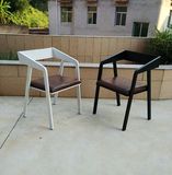简约现代美式铁艺实木宜家用餐椅皮革靠背电脑椅餐厅创意休闲椅子