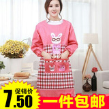 韩版一体式围裙长袖防水厨房成人罩衣反穿衣罩可爱带袖围裙包邮