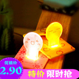 韩版萌物不插电电池小夜灯卡片灯节能创意床头台灯夜光小壁灯C016