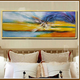 日康实拍画 吉运现代简约客厅床头有框装饰挂画 手绘抽象油画