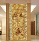 中式复古山水玄关背景墙纸 3D立体客厅走廊壁纸大型壁画 无缝墙布