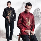 中国风春季复古唐装男 中青年龙纹长袖外套 舞台主持演出服