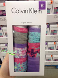 美国正品代购CK女童紫色中腰塑身甜美纯棉三角内裤六条装国内现货
