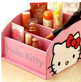 hellokitty可爱收纳盒韩国皮革遥控器盒创意化妆品桌面整理储物盒