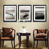 简约现代客厅装饰画沙发背景墙画三联画上善若水风水玄关黑白挂画