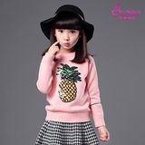 2015韩版儿童圆领女童常规针织衫套头B类新款实拍有模特长袖毛衣