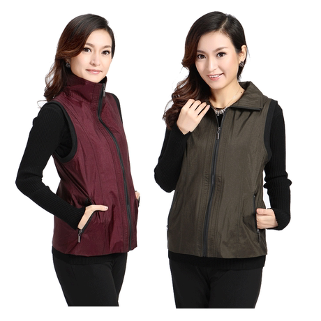 春秋女装立领拉链休闲马夹背心秋季家居外穿女