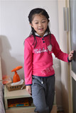 2015新款 香港女童毛绒翻领长袖套头卫衣 两色