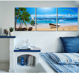 现代简约客厅三联四幅装饰挂画海星贝壳定做水晶无框画海滩风景