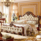 包邮欧式实木床美式床高箱储物床双人床1.8红色深色家具68869