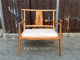 老榆木免漆家具 新中式实木休闲椅 扶手椅禅椅 定制泡茶椅主人椅