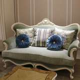 欧式布艺沙发 美式实木雕花小户型123组合 简美高档田园客厅沙发