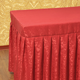桌裙酒店定做会议桌布签到台裙展会活动办公桌布米白色布艺桌套
