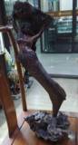 古玩杂项七八十年代海黄根雕摆件女娲补天怀旧收藏礼品-丙