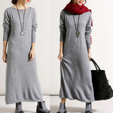 2015冬装新款 韩版超长修身毛衣打底衫后开叉毛针织连衣裙毛衣裙