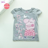 莫贝儿童装夏季短袖卡通粉红猪小妹T恤衫男女童宝宝纯棉佩佩猪T恤