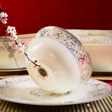 昌瑞 唐山骨瓷餐具黄金镶边碗面碗汤碗米饭碗骨瓷碗陶瓷瓷碗套装