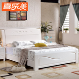 白色实木床 1.5 1.8米橡木主卧储物高箱床 现代中式双人婚床包邮
