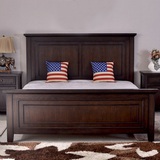 木爵爷美式实木床双人床复古橡木1.5 1.8米乡村仿古大床卧室家具