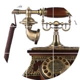 欧式电话机时尚创意仿古实木客厅家用古董电话老式复古旋转盘座机