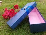 深蓝色红酒盒礼物盒包装盒枪炮玫瑰小长方形香皂花鲜花情人节礼盒