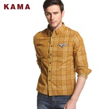 KAMA 卡玛 冬季款男装 条绒格子休闲衬衫男长袖 2414808