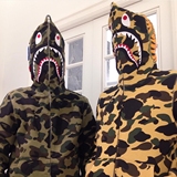 BAPE 日本代购 1ST CAMO SHARK 猿人迷彩鲨鱼卫衣链接开衫连帽衫