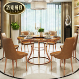 LKWD 圆餐桌椅组合 现代简约时尚带转盘6人餐厅家具大理石餐台