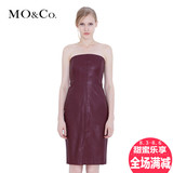 2013秋季新款MOCo摩安珂专柜代购皮革抹胸修身连衣裙M133SKT120