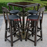 批发现货实木酒吧桌椅欧式铁艺碳化酒吧凳吧台椅高脚凳套件