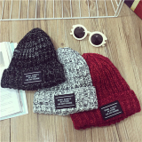 韩国混色毛线帽加厚绒保暖冬季帽子女韩版潮秋冬男杂色套头针织帽