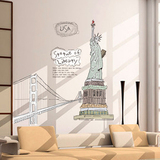 建筑自由女神像金门大桥沙发背景书房卧室可移除墙贴贴纸贴画
