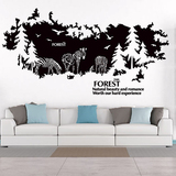 可定制大型森林客厅沙发背景墙玄关墙壁装饰画树林小鹿墙贴画贴纸