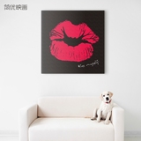 简优酒吧装饰画黑白个性创意红唇两联组合无框画简约现代客厅卧室