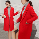 2015秋冬新款韩版女装中长款毛呢大衣女羊毛茧型大码加厚呢子外套