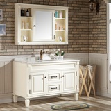 欧式橡木浴室柜组合落地现代实木美式镜柜洗漱台洗手洗脸盆卫浴柜