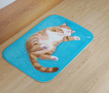 妙吉MEWJI 原创 猫咪动物地毯地垫门垫脚垫--蓝底黄狸肥猫款