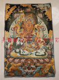 西藏唐卡佛像 织锦绣丝绸刺绣 尼泊尔 财宝天王 黄财神 唐卡画像