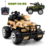 林达正品儿童男孩军事越野车无线遥控充电声光重力感应玩具模型车