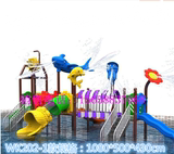 儿童水上乐园城堡 大型组合式塑料水上滑梯 游泳池喷水水寨屋玩具
