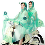 摩托车电瓶车 雨衣电动车 成人双人女透明大帽檐加大加厚雨披