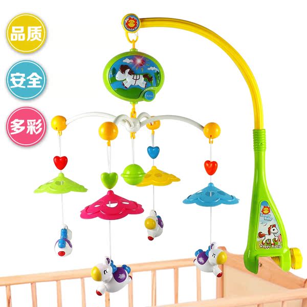新生儿婴儿玩具床铃宝宝摇铃0-1岁 床头铃 电动音乐旋转挂铃床挂