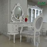 新古典实木梳妆台白色欧式简约卧室梳妆桌后现代梳妆桌椅组合特价