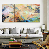 现代简约纯手绘抽象油画三联组画样板房客厅背景墙画艺术画装饰画