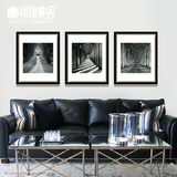 现代风格 黑白风景摄影 客厅沙发背景书房 壁画 有框装饰画包邮